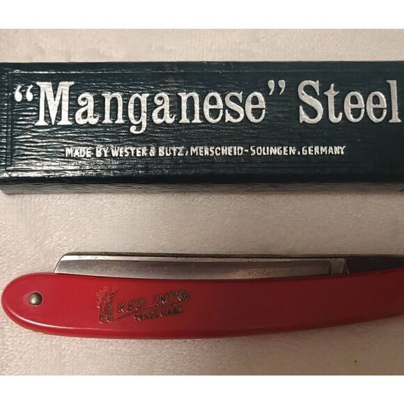 VERY RARE Red Imp Straight Razor 133 Made By Case Manganese Steel Germany Box - Picture 2 of 12
